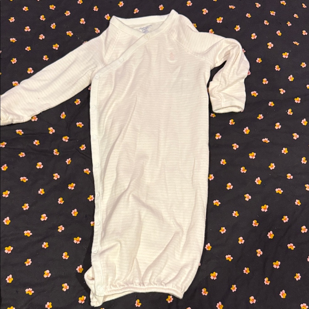 Polo by Ralph Lauren pink stripped infant pajamas open bottom